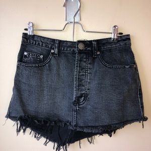 Mini black denim skirt